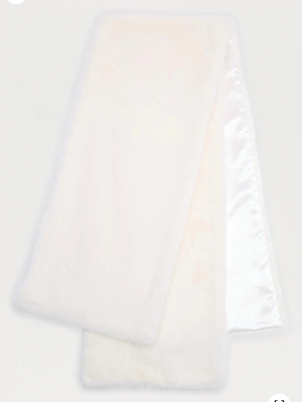 Plush Faux-Fur Cream Scarf with Satin Trim